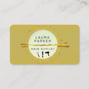 Hair Stylist Makeup Artist Salon Gold Green Business Card