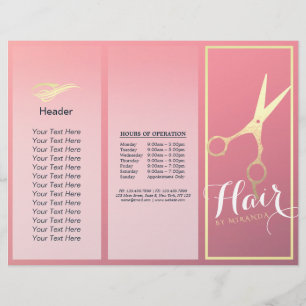 Hair stylist Makeup Salon Gold Scissors Tri-Fold