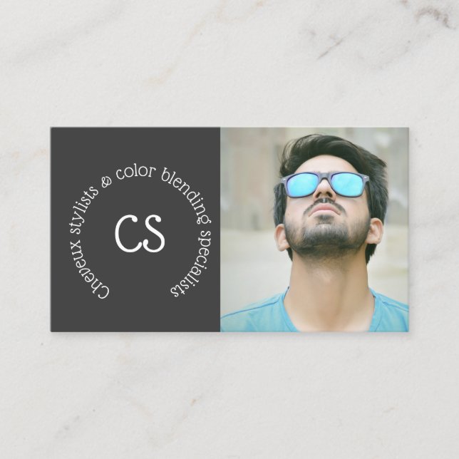 Hair stylist men women photo DIY sunglasses Business Card (Front)