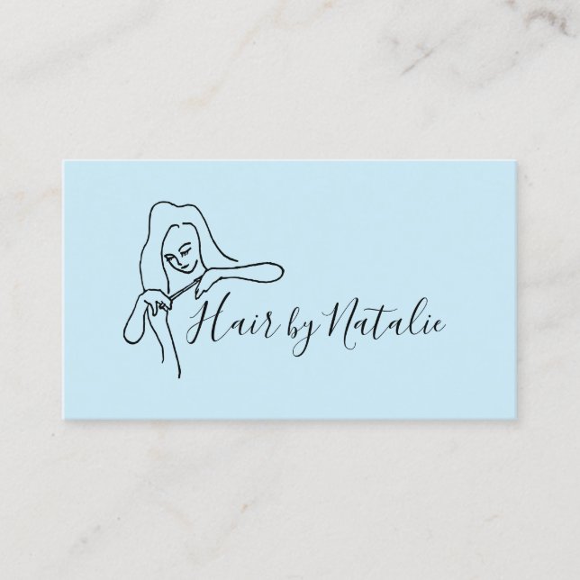 Hair Stylist Minimalist Light Blue Beauty Salon Business Card (Front)