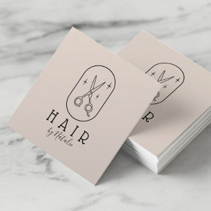 Hair Stylist Minimalist Scissor Logo Pastel Salon Square Business Card