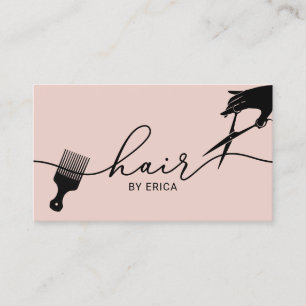 Hair Stylist Minimalist Script Blush Pink Salon Bu Business Card