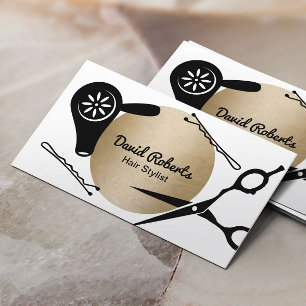 Hair Stylist Moden Gold Circle Hair Salon Business Card