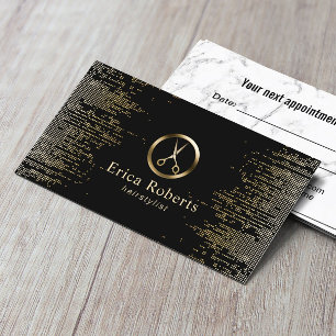 Hair Stylist Modern Black & Gold Appointment Card