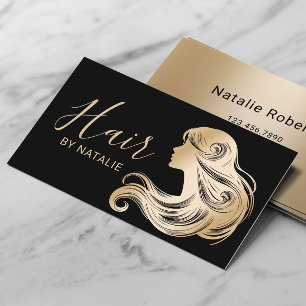 Hair Stylist Modern Black & Gold Beauty Salon Business Card