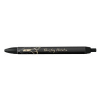 Hair Stylist Modern Black & Gold Scissor Salon