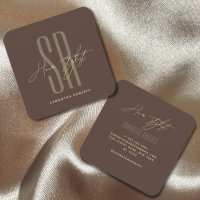 Hair stylist modern brown monogram initials
