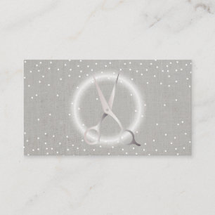 Hair Stylist Modern Circle Silver Confetti Dots Business Card