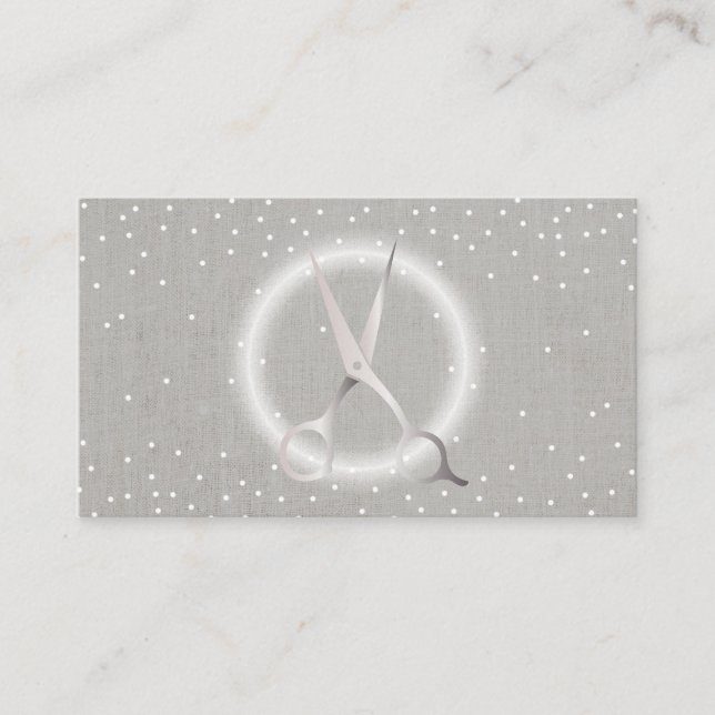 Hair Stylist Modern Circle Silver Confetti Dots Business Card (Front)
