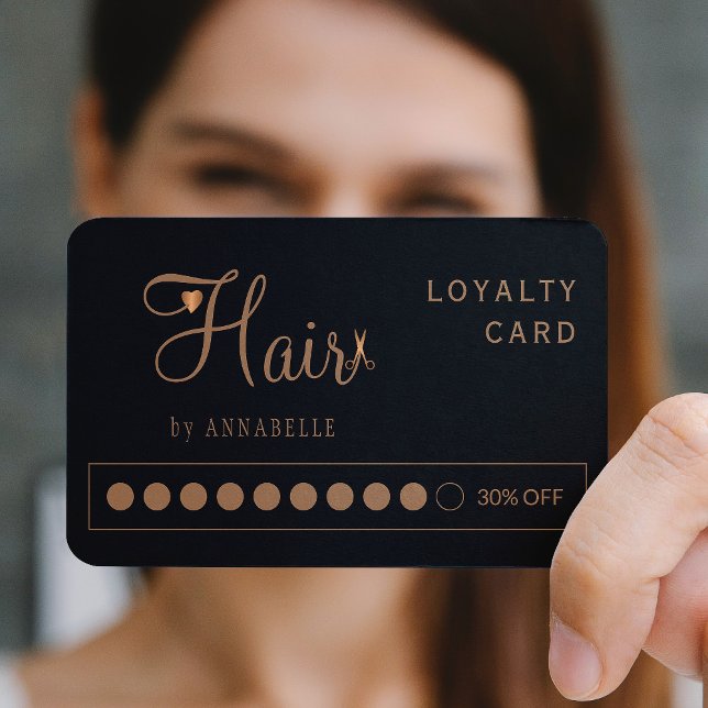 Hair stylist modern faux gold salon loyalty card (Creator Uploaded)