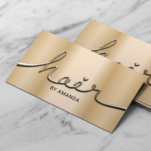 Hair Stylist Modern Gold 3D Script Hair Salon Business Card