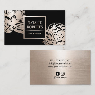 Hair Stylist Modern Gold Botanical Beauty Salon Bu Business Card