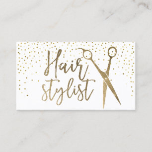 Hair Stylist Modern Gold Scissor Typography Business Card