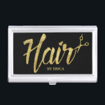 Hair Stylist Modern Gold Script Salon Elegant Business Card Holder<br><div class="desc">Hair Stylist Modern Gold Script Salon Elegant Business Card Holder.</div>