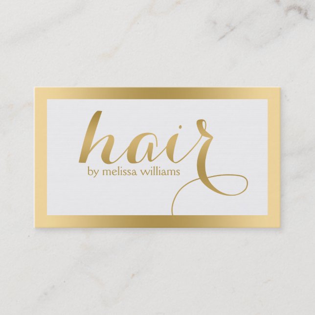 Hair Stylist Modern Gold Text Design Business Card (Front)