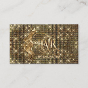 Hair stylist modern gold typography hair extension business card