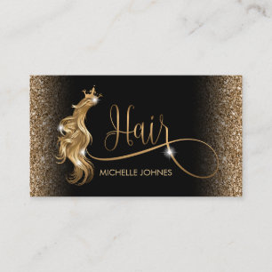 Hair stylist modern gold typography hair extension business card