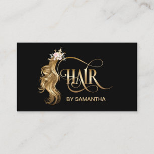 Hair stylist modern gold typography hair extension business card