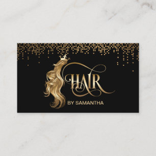 Hair stylist modern gold typography hair extension business card