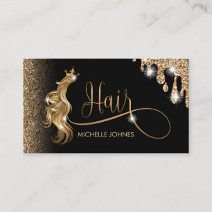 Hair stylist modern gold typography hair extension business card