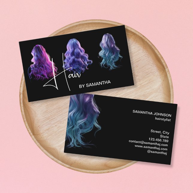 Hair stylist modern gold typography hair extension business card (Creator Uploaded)