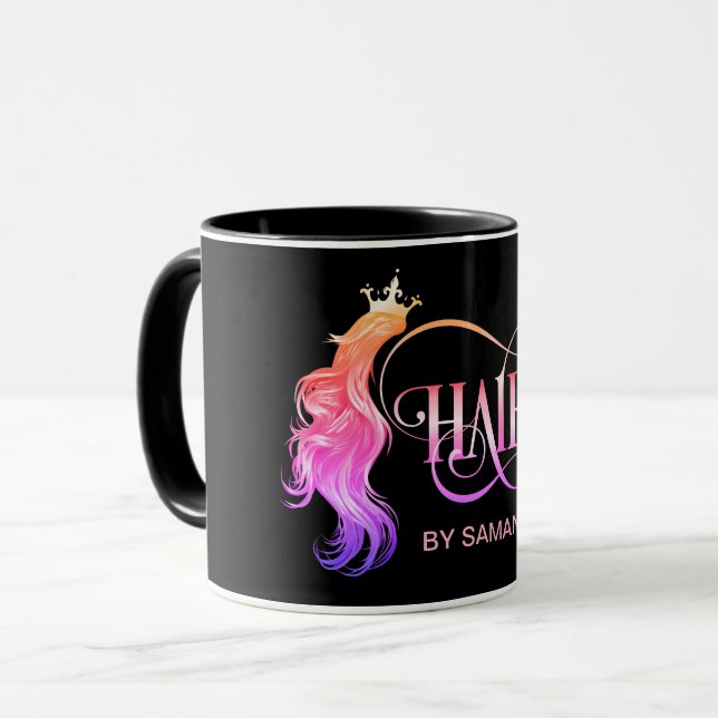 Hair stylist modern gold typography hair extension mug (Front Left)