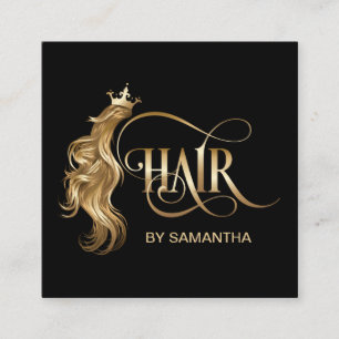 Hair stylist modern gold typography hair extension square business card