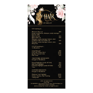 Hair stylist modern gold typography price list rack card