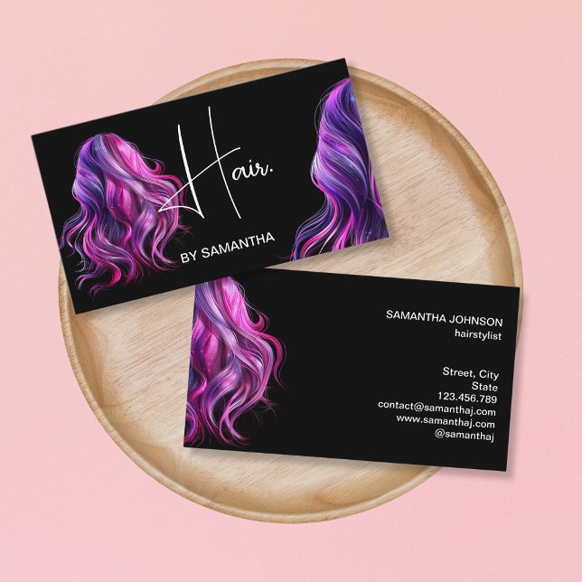 hair stylist modern hairdresser hair extension business card (Creator Uploaded)