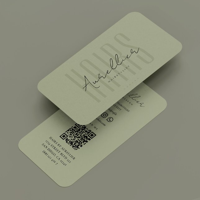 Hair Stylist Modern Hairstylist Sage  Business Card (Hair Stylist Modern Hairstylist Sage Business Card
)