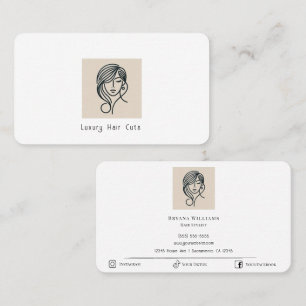 Hair Stylist Modern Minimal Beige White Minimalist Business Card