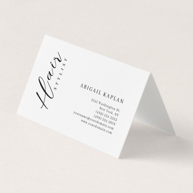 Hair Stylist Modern Minimalist Elegant Plain Business Card (Front)