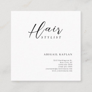 Hair Stylist Modern Minimalist Elegant Plain Square Business Card