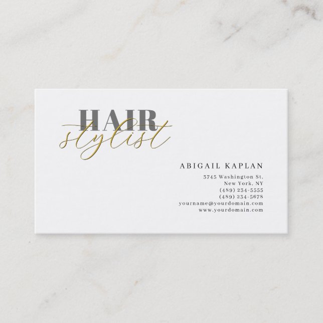 Hair Stylist Modern Minimalist Plain Professional Business Card (Front)