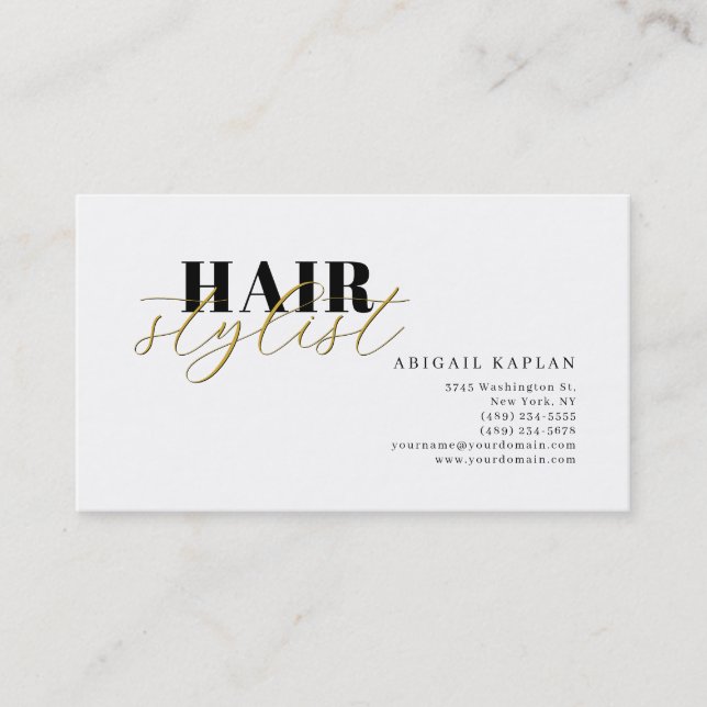 Hair Stylist Modern Minimalist Plain Profile Business Card (Front)