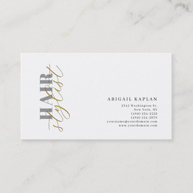 Hair Stylist Modern Minimalist Plain Profile Business Card (Front)
