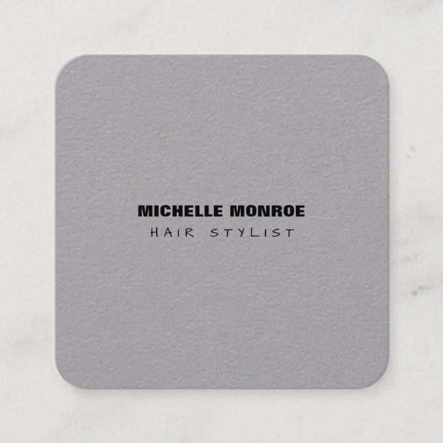 Hair Stylist Modern Minimalist Trendy Luxury Grey Square Business Card (Front)
