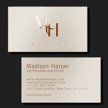 Hair stylist modern monogram initials beige brown