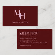 Hair stylist modern monogram initials red pink