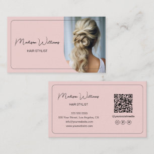 Hair Stylist Modern Pink Business Card