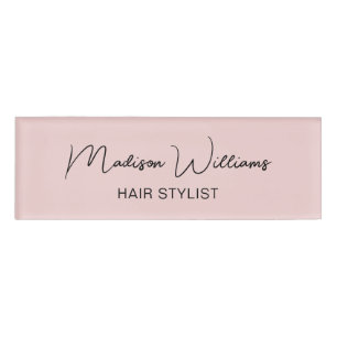 Hair Stylist Modern Pink Name Tag