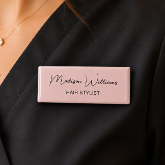 Hair Stylist Modern Pink Name Tag