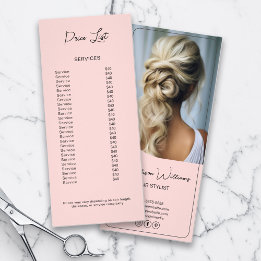Hair Stylist Modern Pink Price List Rack Card