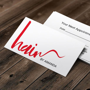 Hair Stylist Modern Red Script Appointment Card