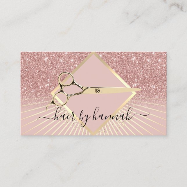 Hair Stylist Modern Rose Gold Glitter Ombre Salon Business Card (Front)