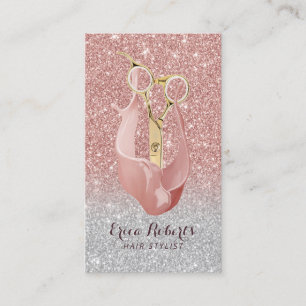 Hair Stylist Modern Rose Gold Silver Ombre Salon Business Card