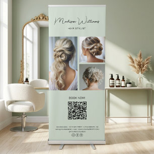 Hair Stylist Modern Sage Green Retractable Banner