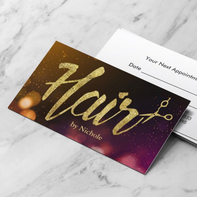 Hair Stylist Modern Sparkle Lights Appointment Card (Creator Uploaded)