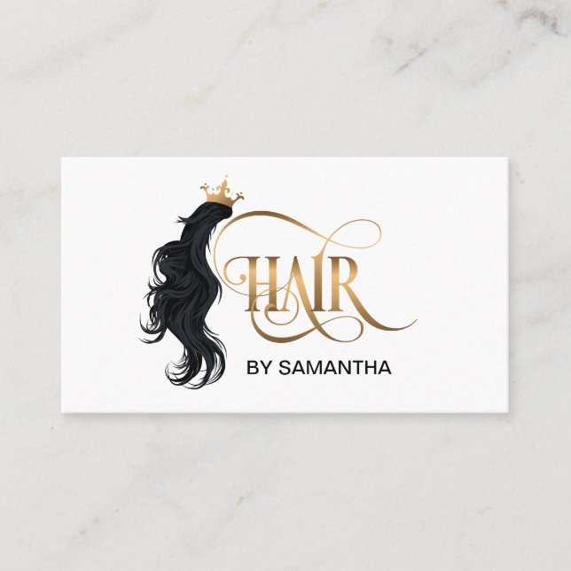 Hair stylist modern typography hair extension business card (Front)