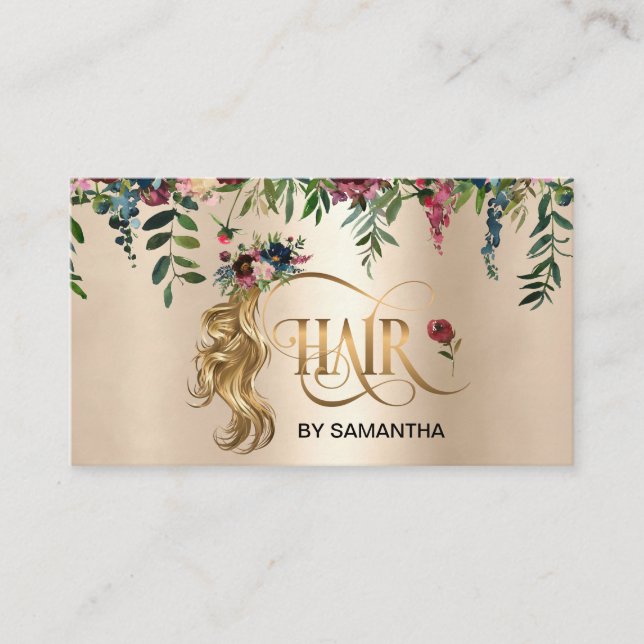 Hair stylist modern typography hair extension business card (Front)